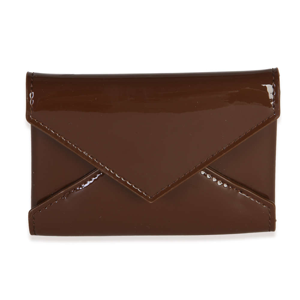 Saint Laurent Brown Patent Envelope Flap Card Case